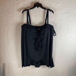 Ralph Lauren Women's Black Flyaway Bandeau‎ One Piece Swimsuit Plus Size 20W NWT